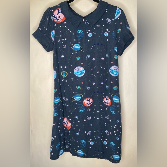 ModCloth Solar System Shift Dress Peter Pan Collar Sz XS - Picture 1 of 11